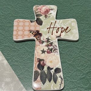 Seagull Studios Rose Garden Hope Cross 2009 8”H Roses Butterfly New in box